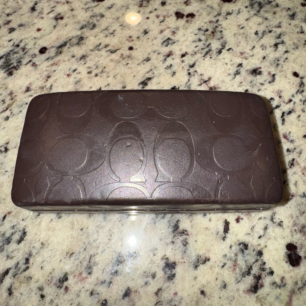 Coach Brown Embossed Glasses Case